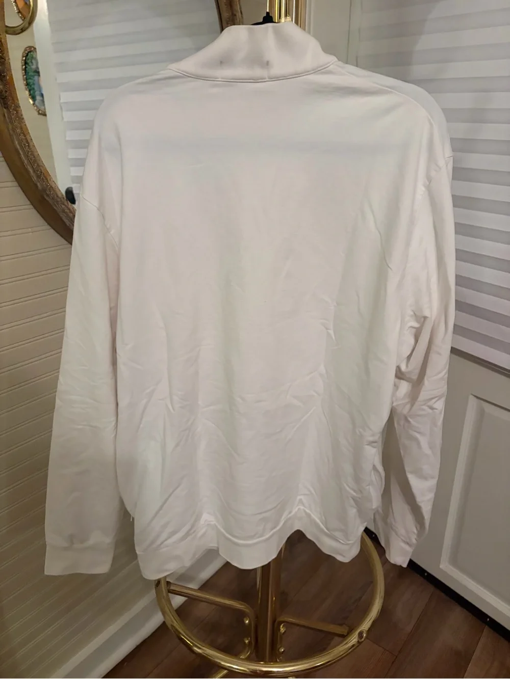 Ralph Lauren Men's White Quarter-Zip Pullover with Navy Pony